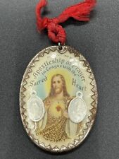 Antique 1932 Scapular Medallion Bleeding Heart of Jesus picture