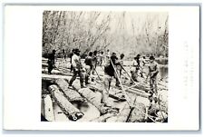 c1910's Lumber Men On Rum River Bromley Minneapolis MN RPPC Photo Postcard picture