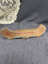 VINTAGE LEATHER SOUVENIR Cheyenne Reservation CANOE PAINTED Decoration 1960’s picture