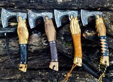VIKING AXE HAND FORGED Carbon Steel Lot of 4 THROWING VALHALLA BATTLE READY AXE picture