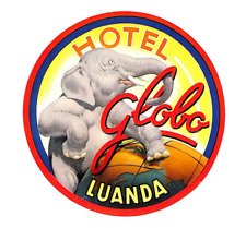 Vintage Hotel Globo Luanda Angola Elephant Luggage Label P62A picture