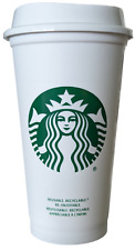 New Starbucks White Grande 16oz Hot Reusable Cup With Matching Lid picture
