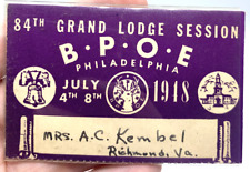1948 BPOE 84th Grand Lodge Session Philadelphia Name Tag Pin picture