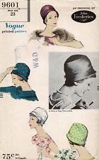 CLOCHE Bucket HAT Turban by John Frederics Vogue 9601 Vtg 1958 Sewing Pattern picture