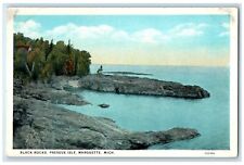 c1920 Black Rocks Presque Isle Cliff River Lake Marquette Michigan MI Postcard picture