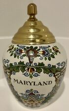 Vintage Royal Goedewaagen Delft Maryland Tobacco Jar  w/Brass Lid  11.5