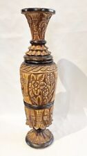 Vtg 33” teak Turn Hand Carved HAWAII tiki pineapple floral Wood FLOOR art Vase picture