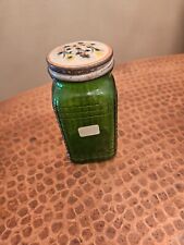 Vintage Owens Illinois Green Waffle Glass Pepper Shaker With Tin Lid picture