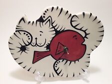 *DS Studio Pottery Kitty Cat Wall Clock* Hand-painted- Stamped USA *AS IS-READ*  picture