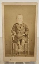 Antique 1878 CDV Hand Tinted Photo CHUBBY BOY WITH ROSY CHEEKS Seated on Chair picture
