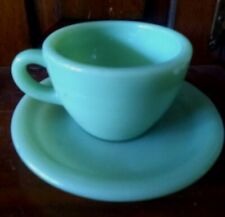 Vintage Fire King Jadeite Thick Glass  Cup &  Saucer Restaurant Ware  picture