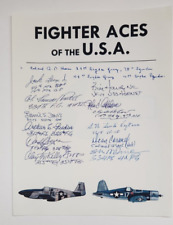 WWII American Fighter Pilots Aces multi-signed (13) photo USAF, USN, USMC 8.5x11 picture