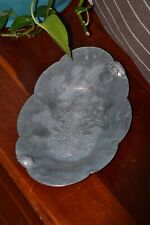 VINTAGE Hand Wrought Trade Continental Mark Hammered Floral Aluminum Floral Tray picture