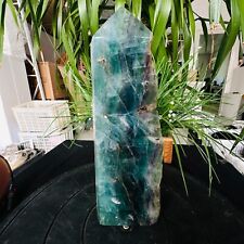 4.07LB TOP Natural fluorite quartz carved obelisk crystal wand point healing picture