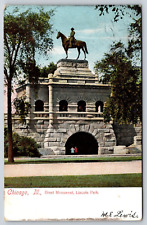Original Antique Vintage Outdoor Postcard Grant Monument Chicago Illinois 1907 picture