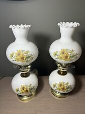 Vintage Pair Of  20 Inch Hurricane Lamp Floral Flower Gone With The Wind Parlor picture