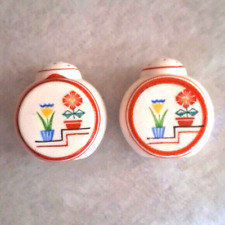 Vintage MCM 1950s Porcelain Ceramic Made in Japan  Round Salt and Pepper Shakers picture
