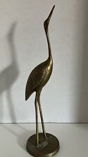 Vintage Crane Solid Brass 11.5 Inches Tall MCM picture
