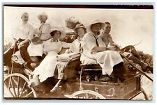 c1910's Men And Women Riding Wagon RPPC Photo Unposted Antique Postcard picture