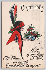 Postcard American Indian Greetings Peace on Earth Good Will to Men Posted 1914 picture