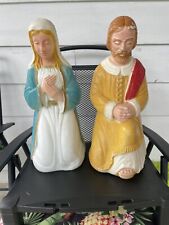 60s Vintage Poloron Blow Mold Outdoor Christmas Lighted Nativity Joseph & Mary picture