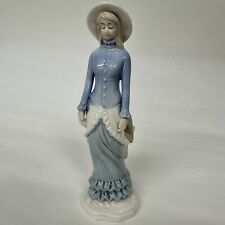 Greenbrier Porcelain Victorian Lady Figurine 7” Powder Blue and White Dress picture