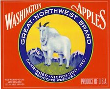 Original GREAT NORTHWEST apple crate label Gahringer Nicholson Wenatchee goat picture