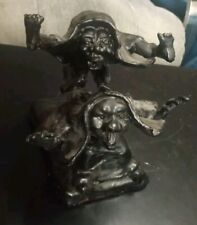Cast Iron Kids At Play Folk Art Statue Antique Possibly Pewter 7 Inches Tall  picture