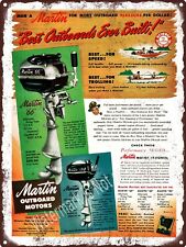 1950 MARTIN 66 100 Outboard Motor Boat Fishing Shop Garage Metal Sign 9x12