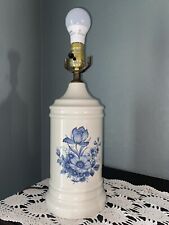 Mid Century Phil-Mar Canister Ceramic Art Pottery Floral Delft Style Table Lamp picture