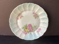 Vtg 7.5” Decorative Plate with Yellow & Pink Roses, raised design, pedestal base picture