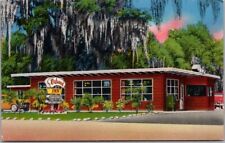 TAMPA, Florida Postcard REDWOOD INN RESTAURANT Roadside / Tichnor Chrome c1950s picture