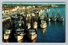 LA- Louisiana, Shrimp Boats, Antique, Vintage Souvenir Postcard picture