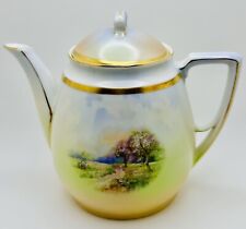 Antique Hand Painted Woodland Scene German? Austria? Teapot Tea Pot Mark Unknown picture