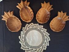 Set Of 4 Vintage Monkey Pod Hand Carved Wood Pineapple shaped bowls picture