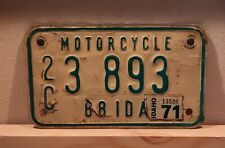 Vintage 1968 IDAHO MOTORCYCLE LICENSE PLATE picture