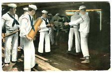 c.1907 U.S. NAVY SAILORS GUN DRILL on BOARD MILITARY SHIP~EDW. MITCHELL POSTCARD picture