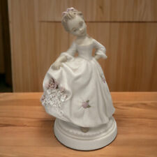 Vintage 1994 Holland Mold White Ceramic Glass White/Pink Victorian Dress picture