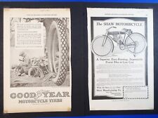 1920 Goodyear Motorcycle Tires, SHAW Power Bike ads Rollaway Bicycle Motor ... picture