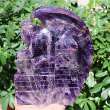 7.78LB Top Natural Dream Amethyst Dragon Skull Carved Crystal Gift Mineral Reiki picture