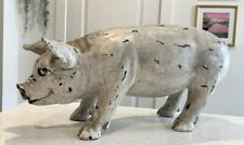 Large 24” Iron Standing Pig Hog Farm Animal Garden Statue Figure Rustic Heavy picture
