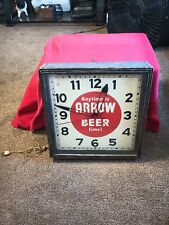 1930s Arrow Beer Pam Advertising Clock Sign Works Has The Arrow Hand Rare 🔥 picture