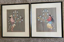PAIR Harrison Begay TEWA Navajo Feather Dancers, Silkscreens 1980 Serene Colors picture