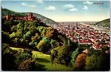 VINTAGE POSTCARD EXPANSIVE PANORAMIC VIEW OF THE CITY OF HEIDELBERG GERMANY 1912 picture