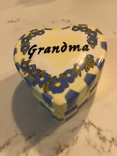 Giftco Porcelain Trinket  Box GRANDMA  Heart Shaped Vintage EUC picture