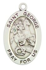 Saint St George Pray For Us Pendant 1 1/16 Inch Sterling Silver Medal picture