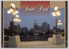 Evening View of Downtown Saint Paul St Paul MN Minnesota Continental Postcard picture