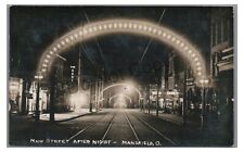 RPPC Main Street After Night Lights MANSFIELD OH Vintage Real Photo Postcard picture
