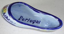 PORTUGAL TRAVEL SOUVENIR HAND PAINTED CERAMIC SHOE REEL VINTAGE SLIPPER DECOR picture