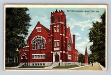 Bluffton IN-Indiana, Reform Church, Antique Vintage Souvenir Postcard picture